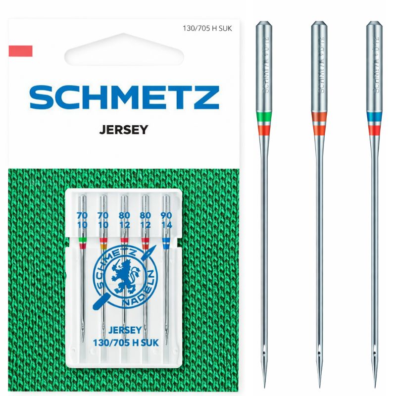 Igły półpłaskie Schmetz 130/705H SUK do jerseyu MIX 70-90 5 szt.