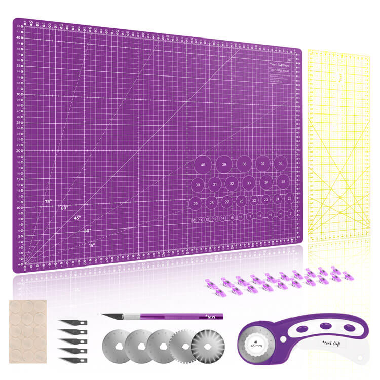 Zestaw do cięcia i krojenia TEXI CRAFT PURPLE w rozmiarze 60 x 45cm