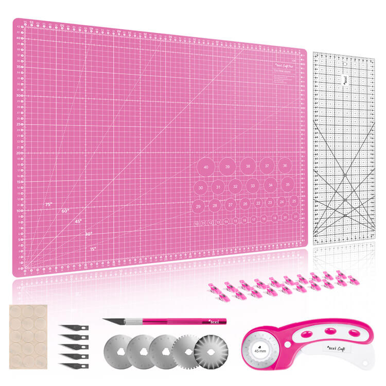 Zestaw do cięcia i krojenia TEXI CRAFT PINK w rozmiarze 60 x 45cm