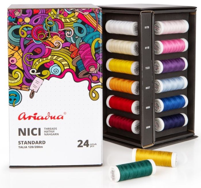 Zestaw 24 nici do szycia Ariadna Standard Exclusive Talia 120/200m